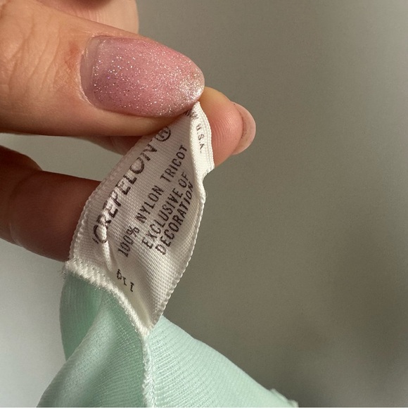 Vintage baby blue and cream Lace Trim cami sheer fairy core coquette lace up 34 - Picture 6 of 10